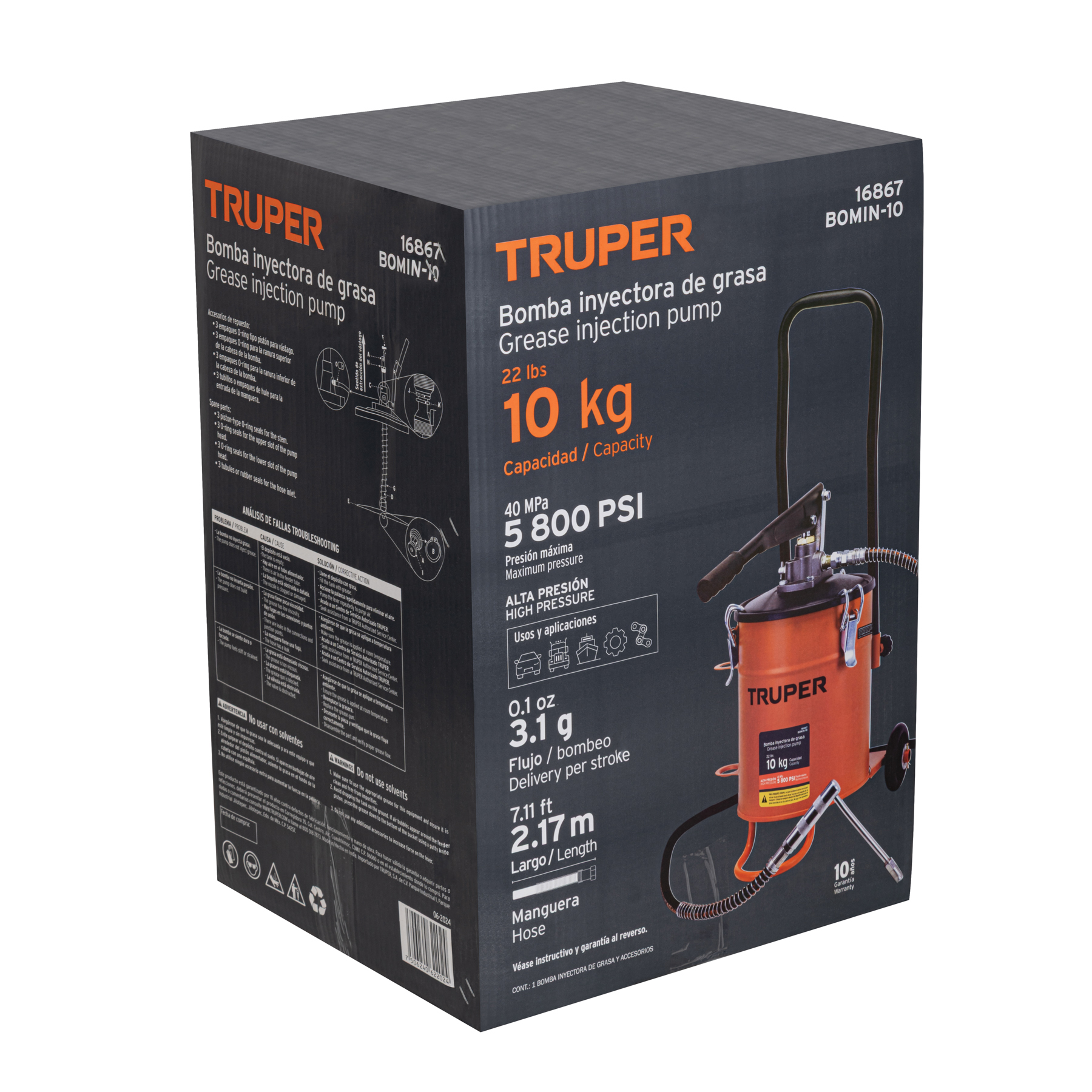 Bomba inyectora de grasa, 10 kg, TRUPER - Imagen 6