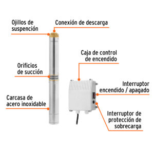 Bomba sumergible tipo bala 4', 1-1/2HP,agrícola, 220V,TRUPER - Imagen 3
