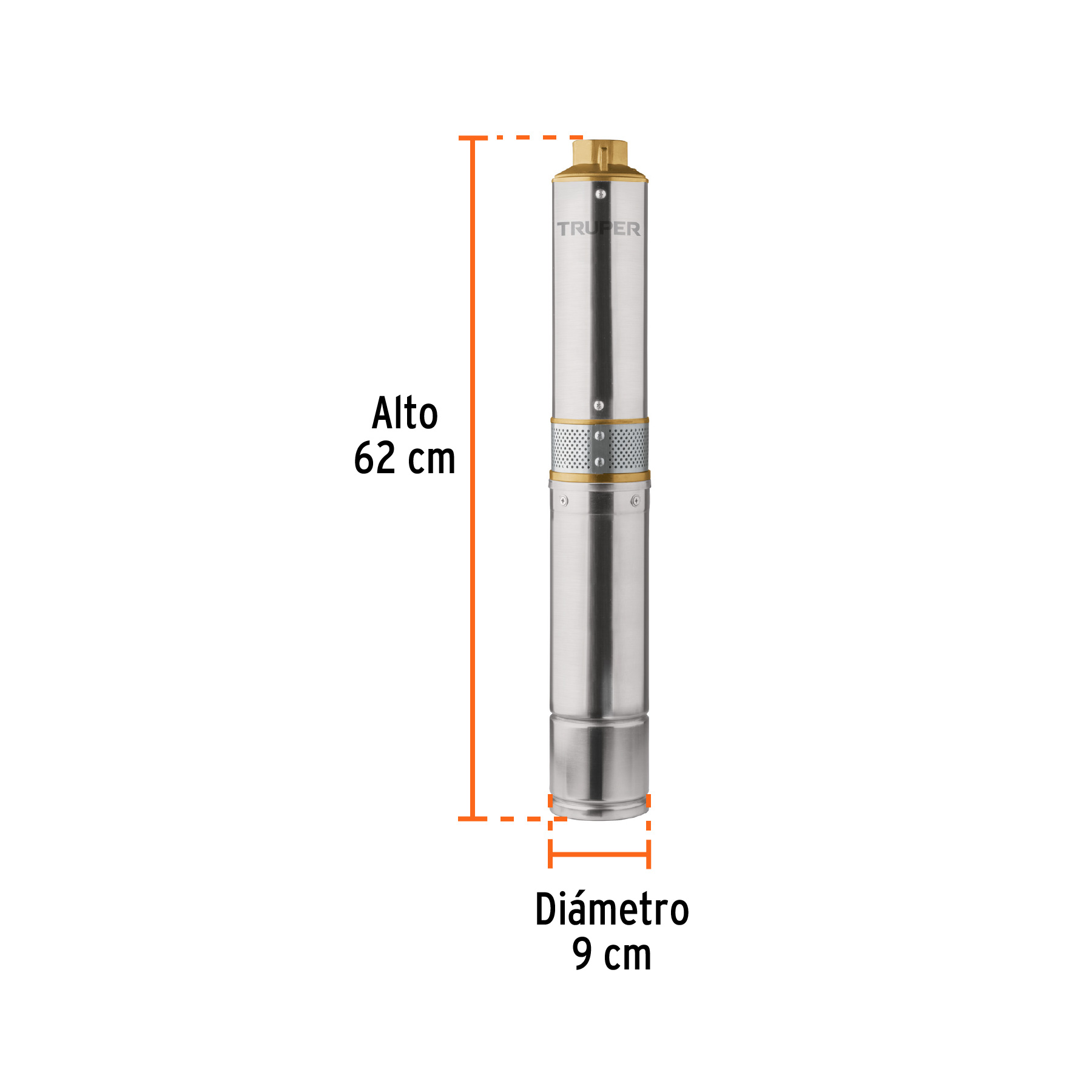 Bomba sumergible tipo bala 4', 1/2HP, agrícola, 220V,TRUPER - Imagen 4