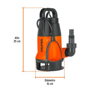 Bomba sumergible plástica, 1/2 HP para agua sucia, TRUPER - Imagen 4