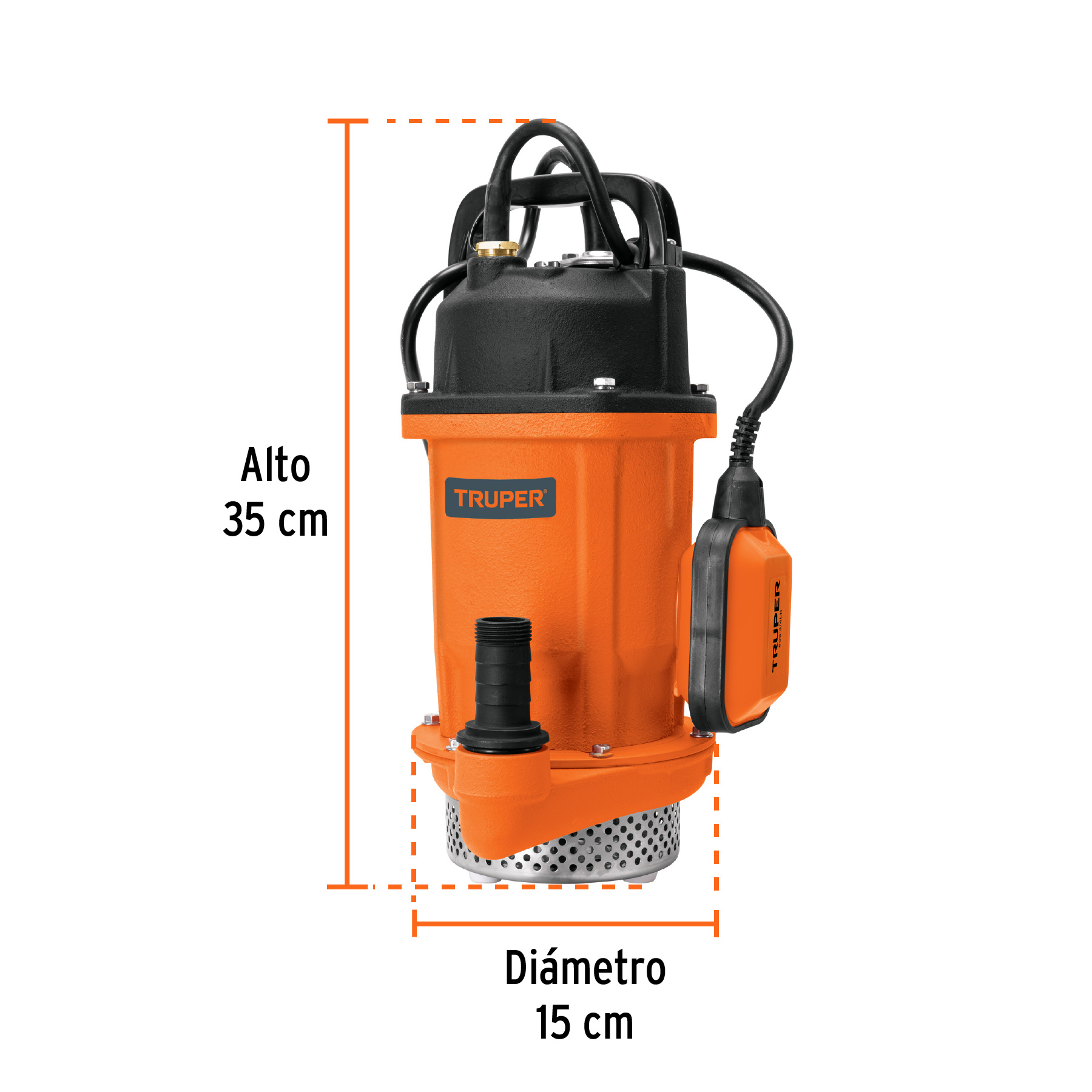 Bomba sumergible hierro fundido, agua limpia, 3/4 HP, TRUPER - Imagen 4
