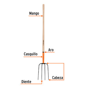 Bieldo para paja, 4 dientes, mango largo 48', TRUPER - Imagen 3