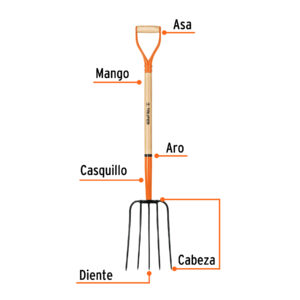 Bieldo para paja, 5 dientes, mango 34', puño 'Y', TRUPER - Imagen 3