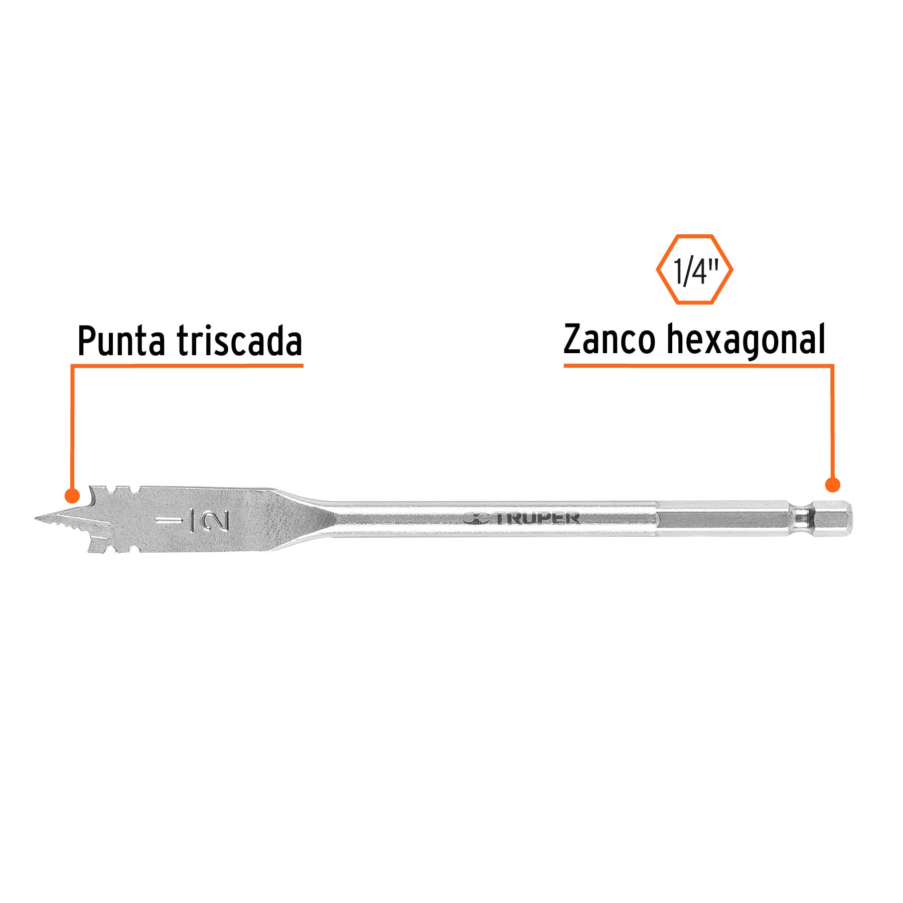 Broca plana de manita 1/2' para madera, TRUPER - Imagen 3