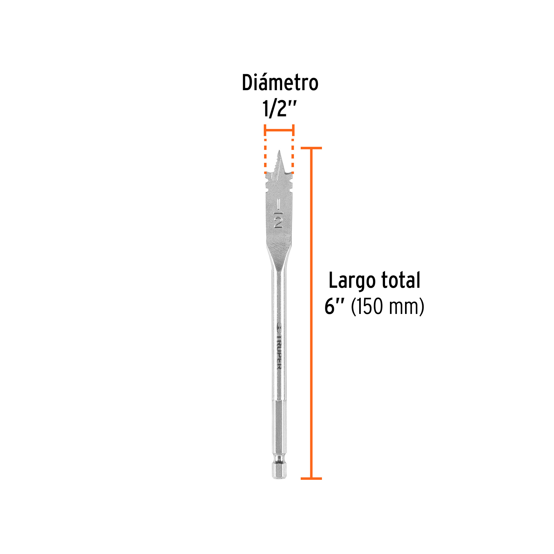 Broca plana de manita 1/2' para madera, TRUPER - Imagen 4