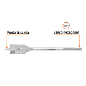 Broca plana de manita 3/4' para madera, TRUPER - Imagen 3