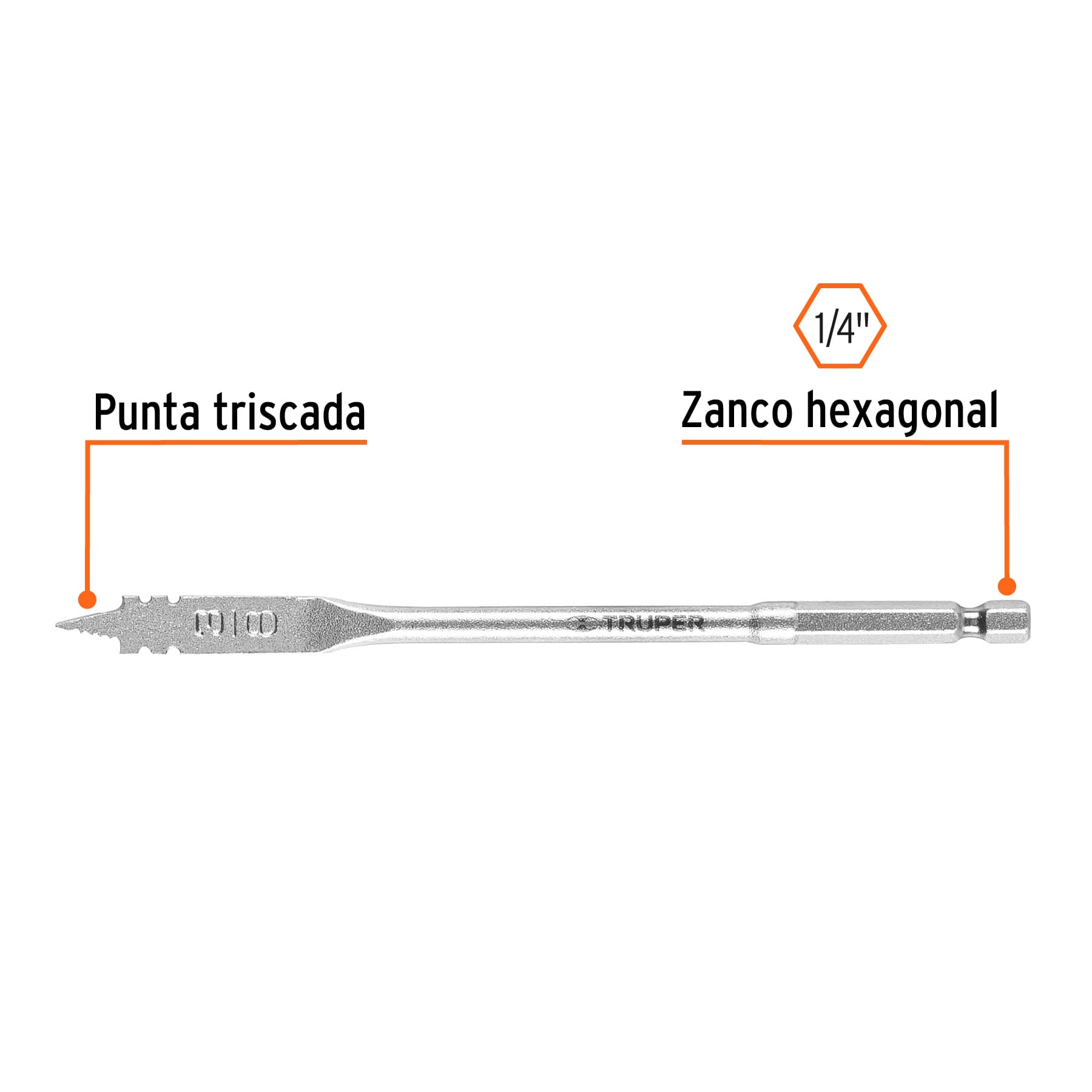 Broca plana de manita 3/8' para madera, TRUPER - Imagen 3