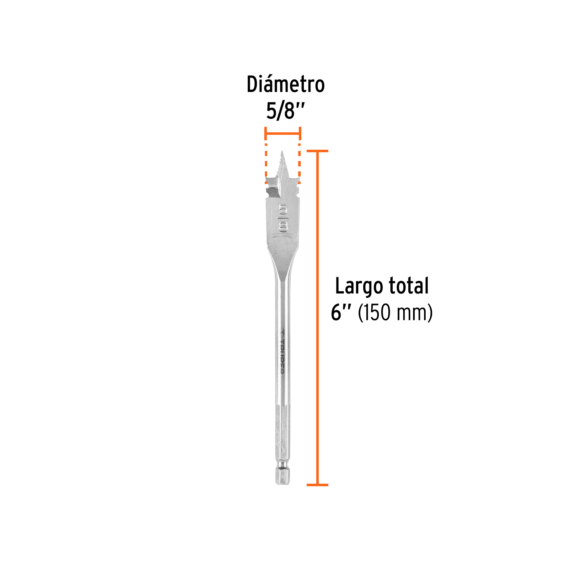 Broca plana de manita 5/8' para madera, TRUPER - Imagen 4