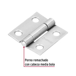 Bisagra rectangular 1' acero pulido, HERMEX - Imagen 3
