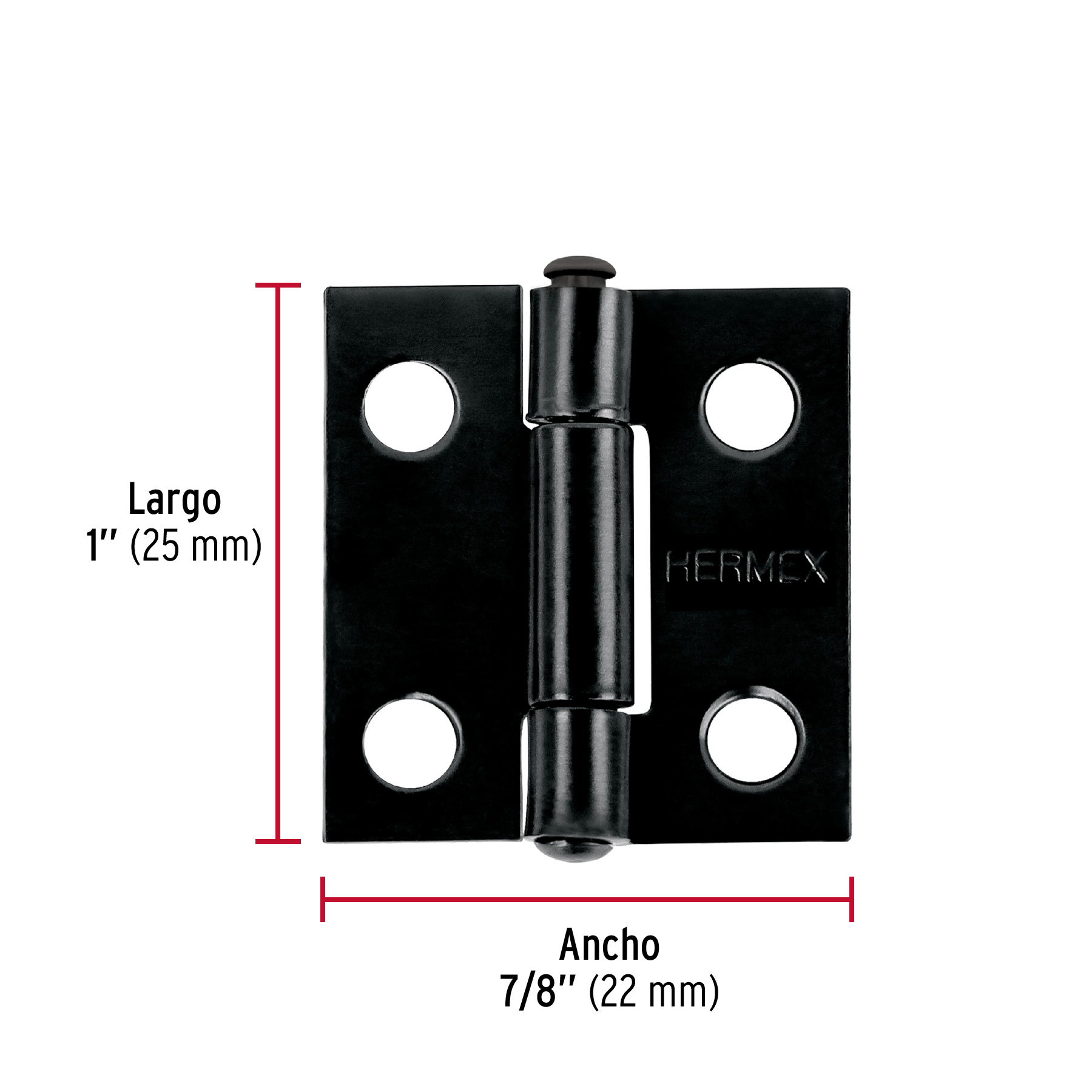 Bisagra rectangular 1' negra, HERMEX - Imagen 4