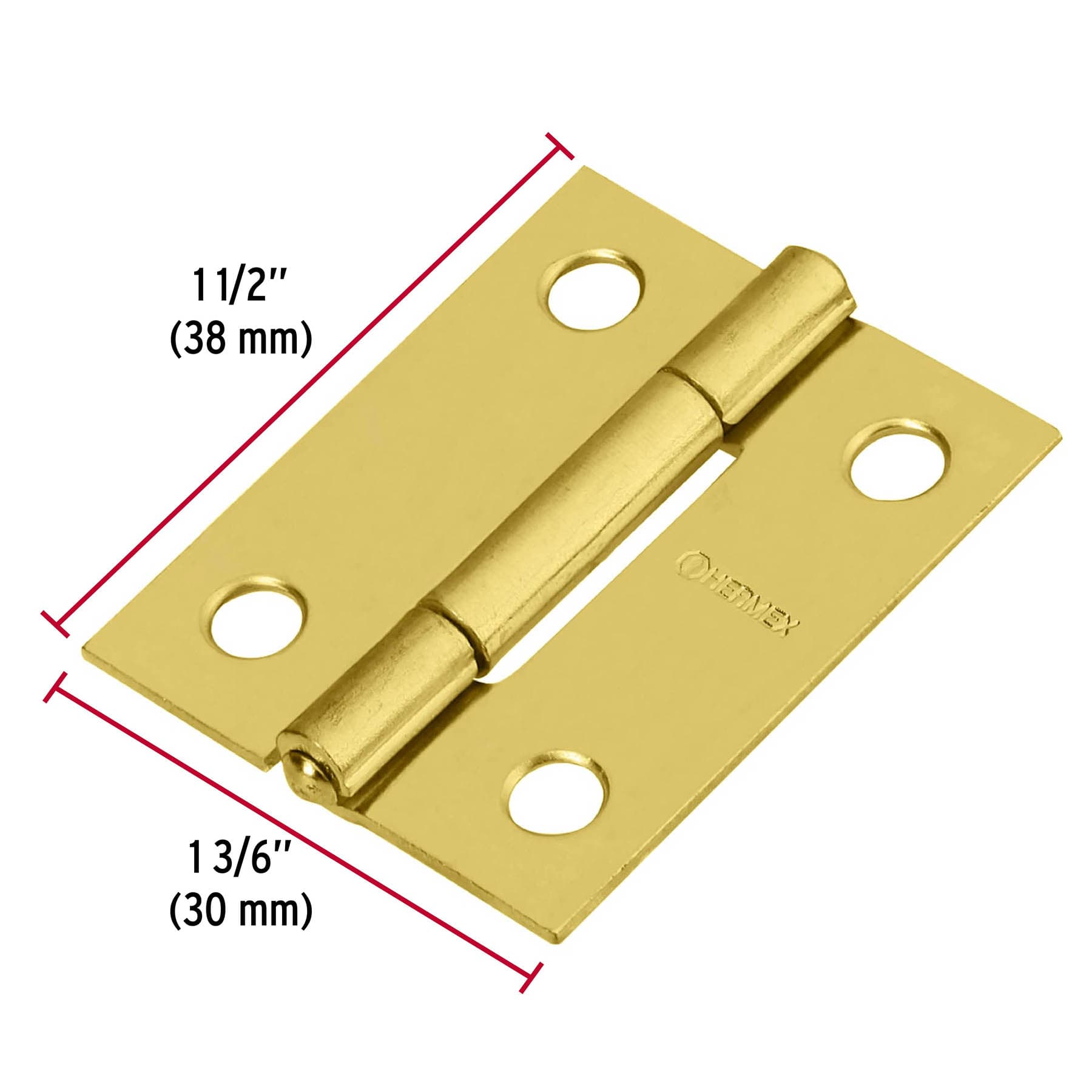Bisagra rectangular 1-1/2' acero latonado, HERMEX - Imagen 4