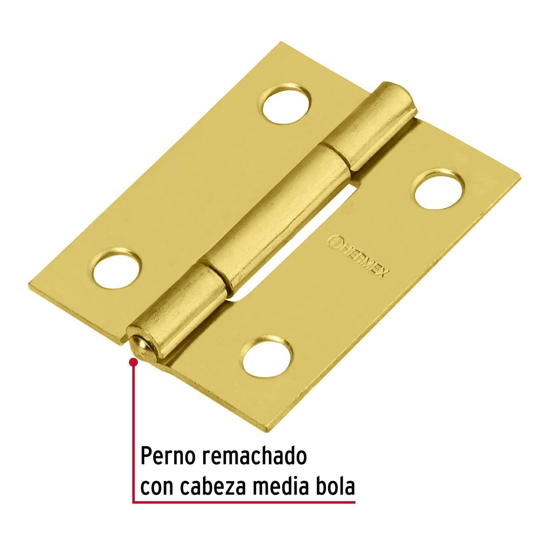 Bolsa con 2 bisagras rectangulares 1-1/2', acero latonado - Imagen 3