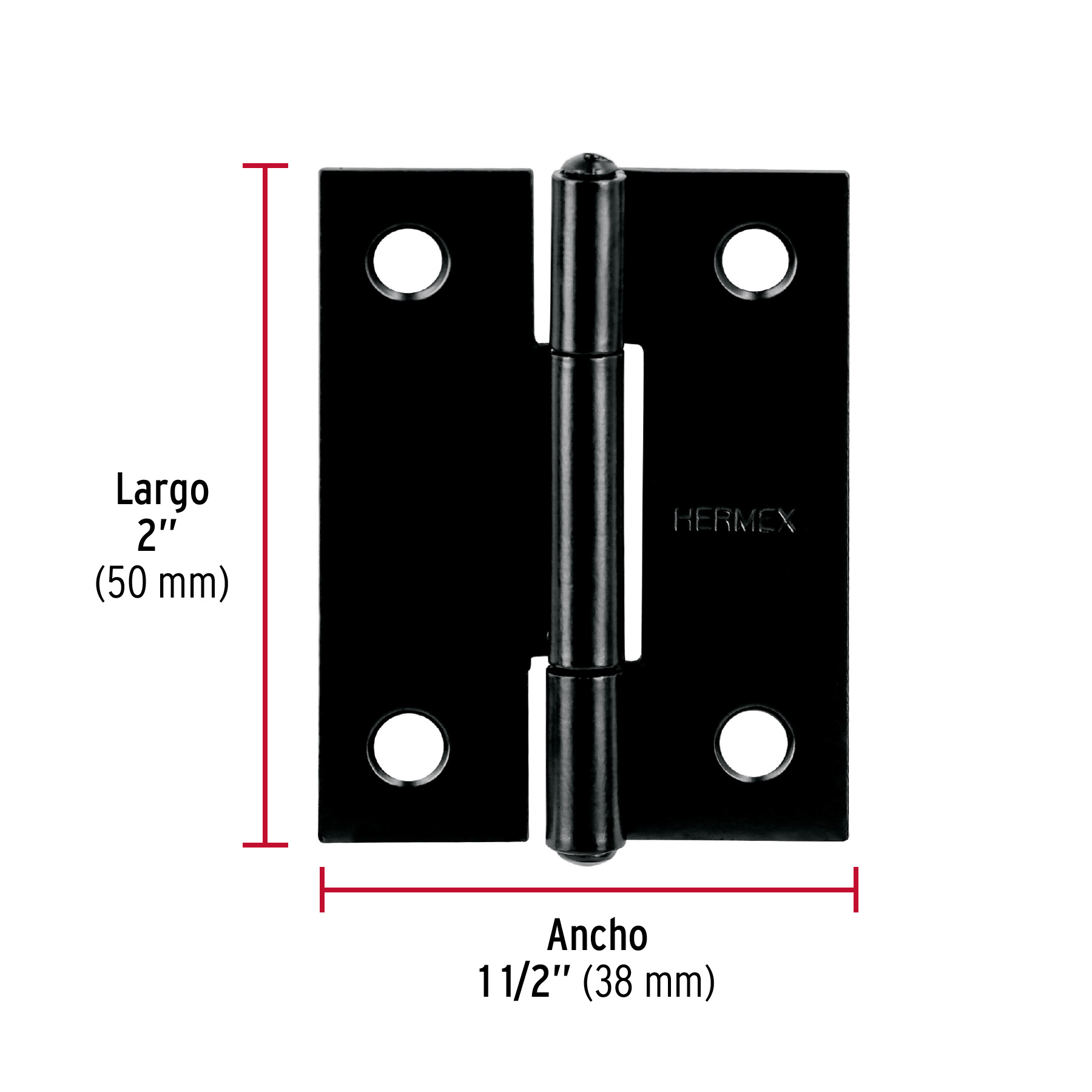Bisagra rectangular 2' negra, HERMEX - Imagen 4