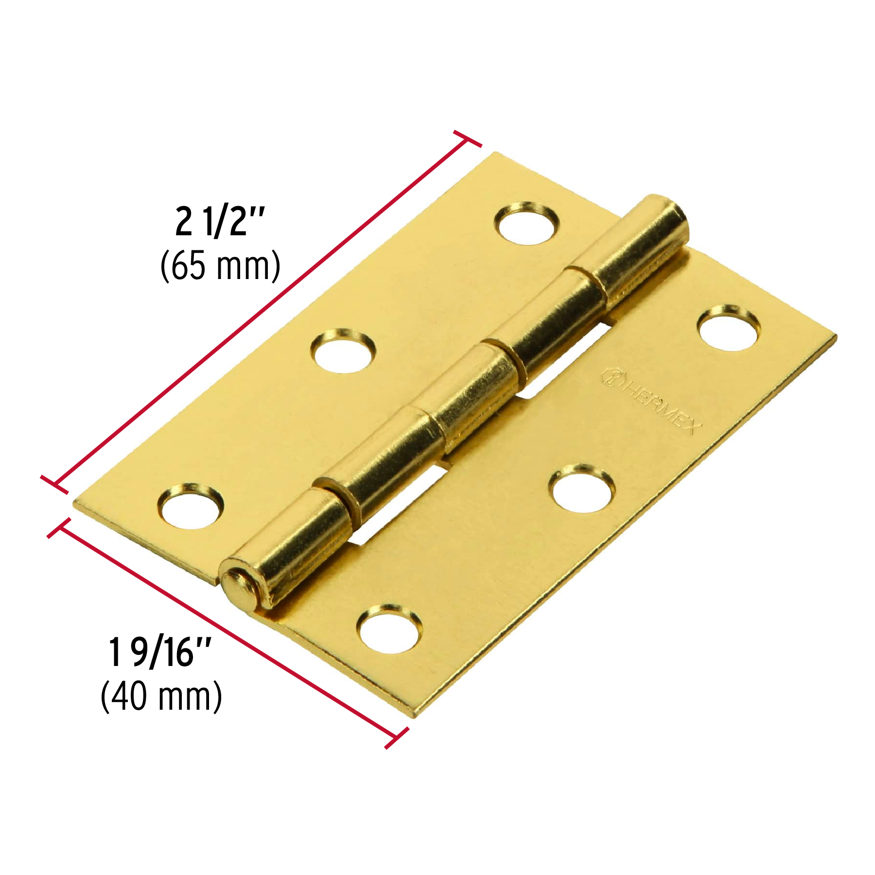 Bisagra rectangular 2-1/2' acero latonado, HERMEX - Imagen 4