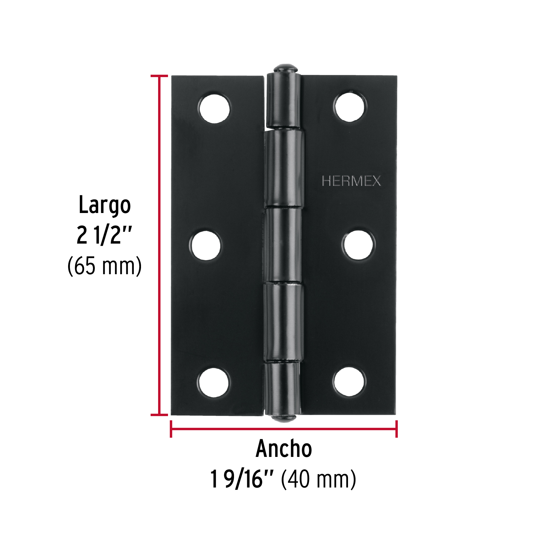 Bisagra rectangular 2-1/2' negra, HERMEX - Imagen 4