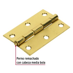 Bisagra rectangular 3' acero latonado, HERMEX - Imagen 3