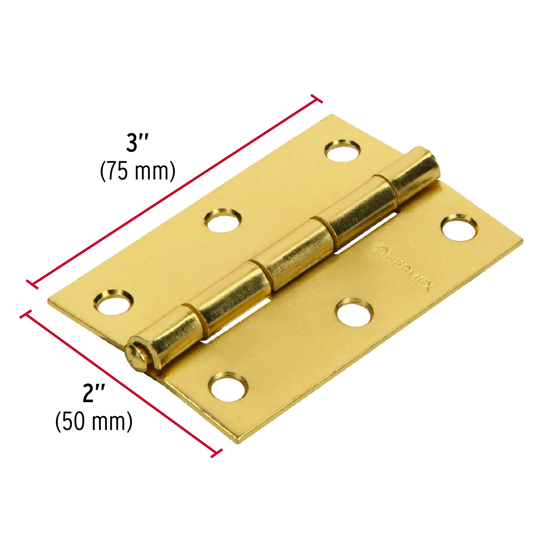 Bisagra rectangular 3' acero latonado, HERMEX - Imagen 4
