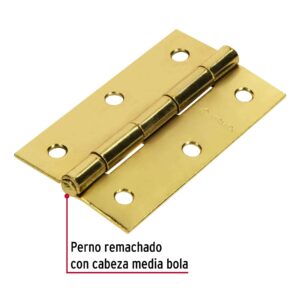 Bisagra rectangular 3-1/2' acero latonado, HERMEX - Imagen 3