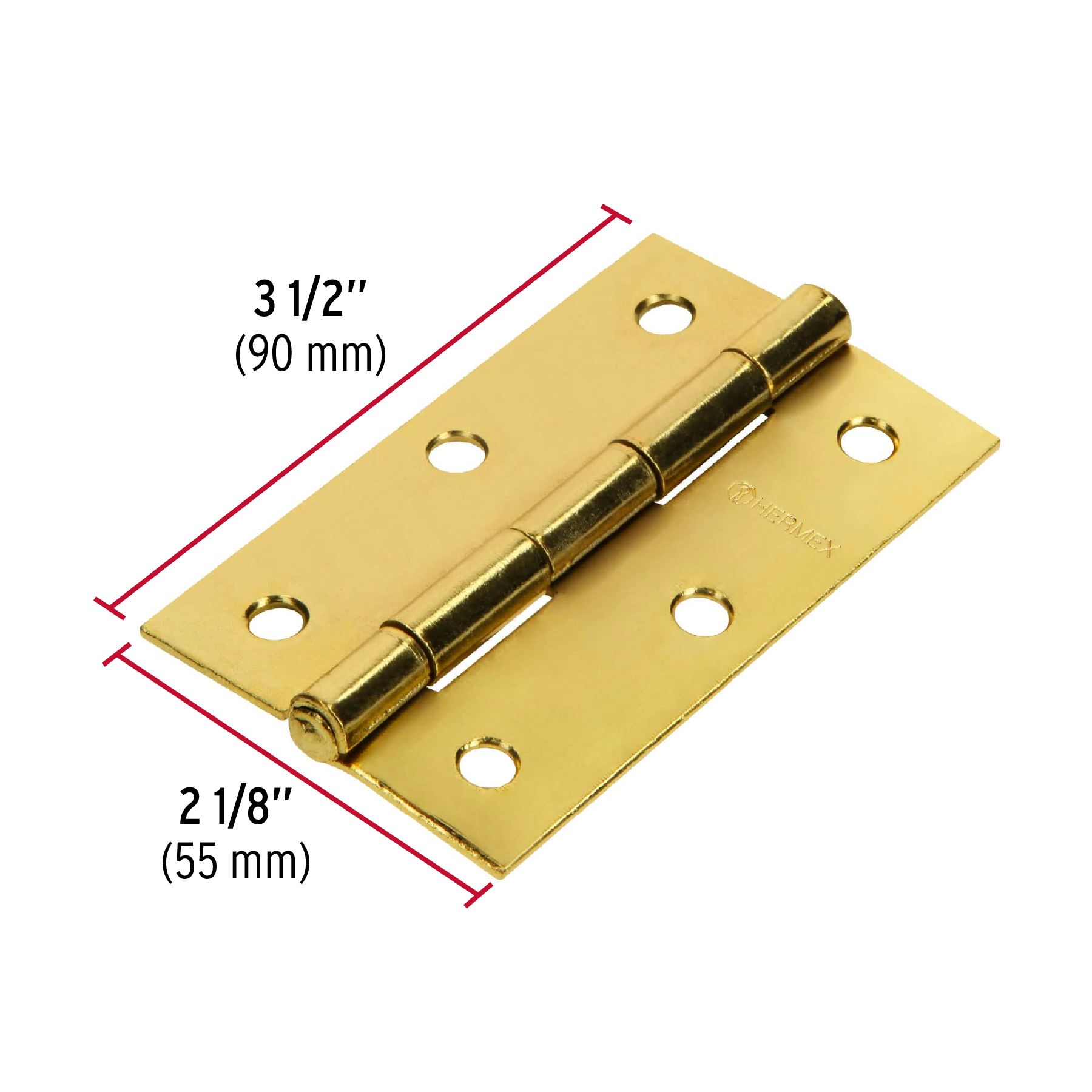 Bisagra rectangular 3-1/2' acero latonado, HERMEX - Imagen 4