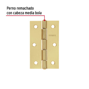 Bolsa con 2 bisagras rectangulares 3-1/2', acero latonado - Imagen 3