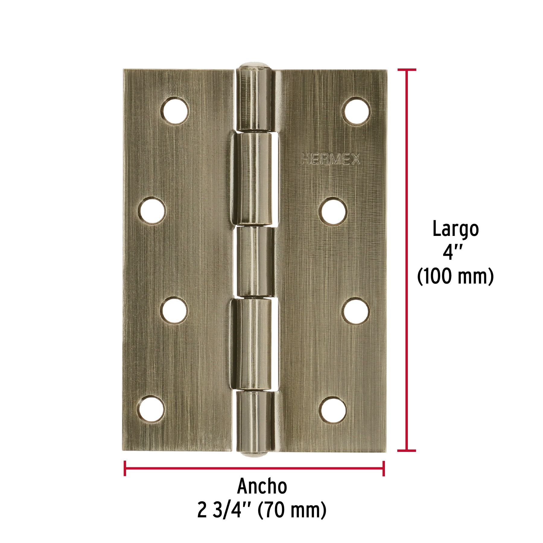 Bisagra rectangular 4' latón antiguo, HERMEX - Imagen 3