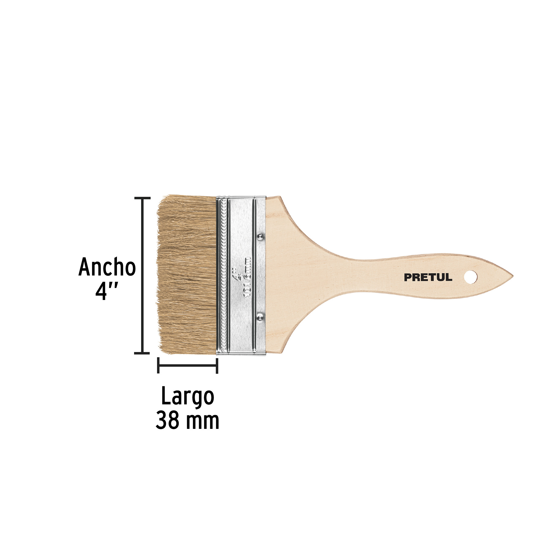 Brocha uso general de 4' con mango de madera, PRETUL - Imagen 4