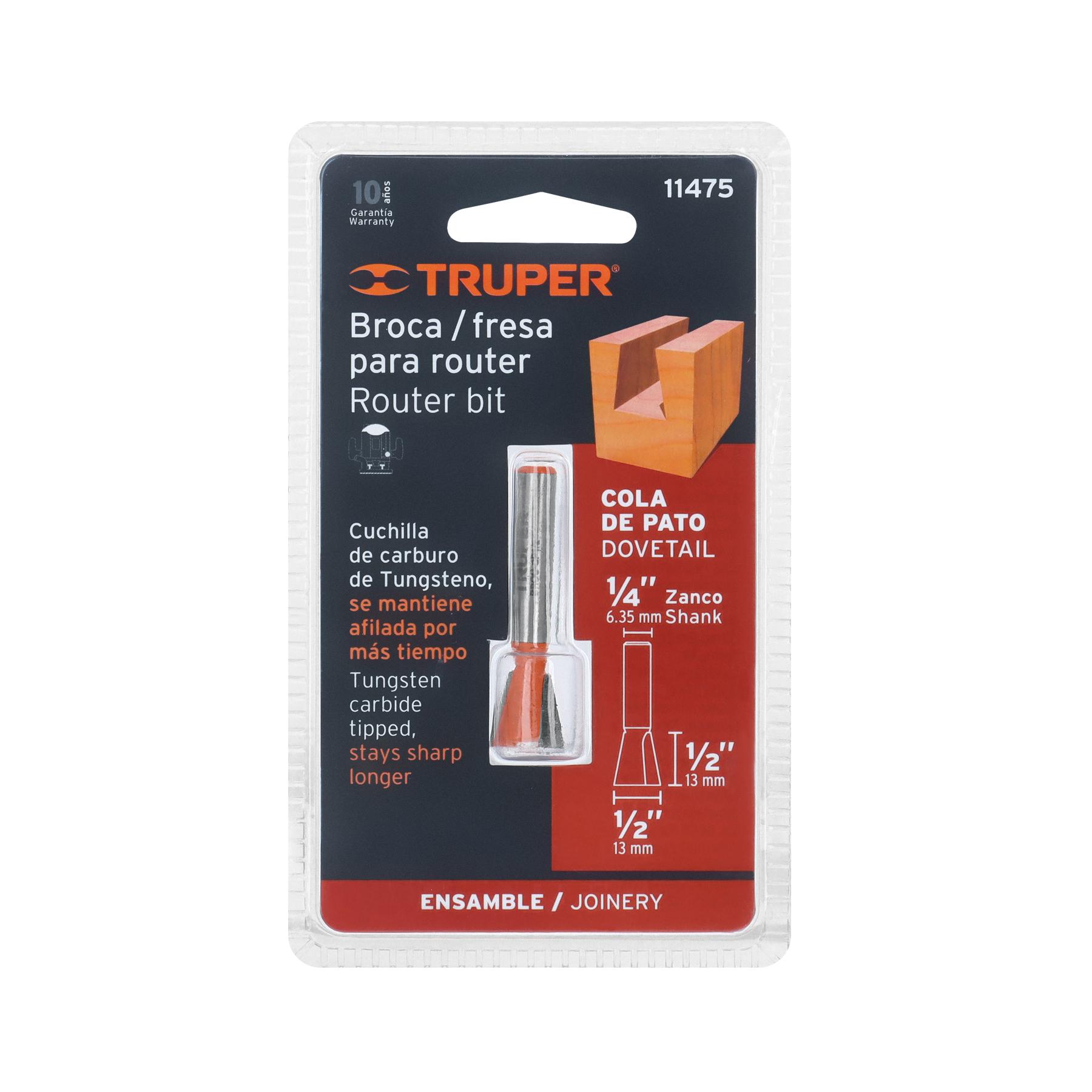 Broca para router, cola de pato, 1/2', TRUPER - Imagen 5