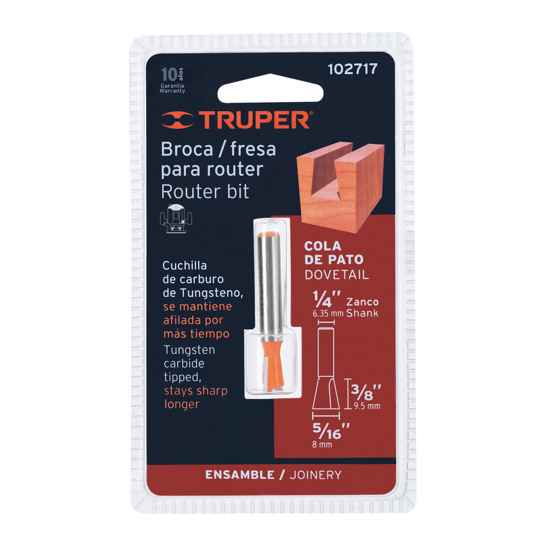 Broca para router, cola de pato, 5/16', TRUPER - Imagen 5
