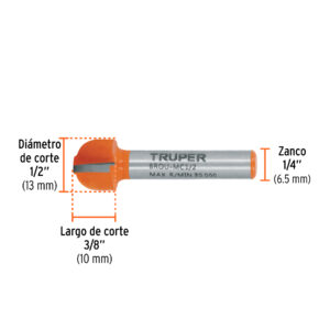 Broca para router, media caña, 1/2', TRUPER - Imagen 4