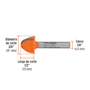 Broca para router, media caña, 3/4', TRUPER - Imagen 4