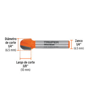 Broca para router, media caña, 3/8', TRUPER - Imagen 4