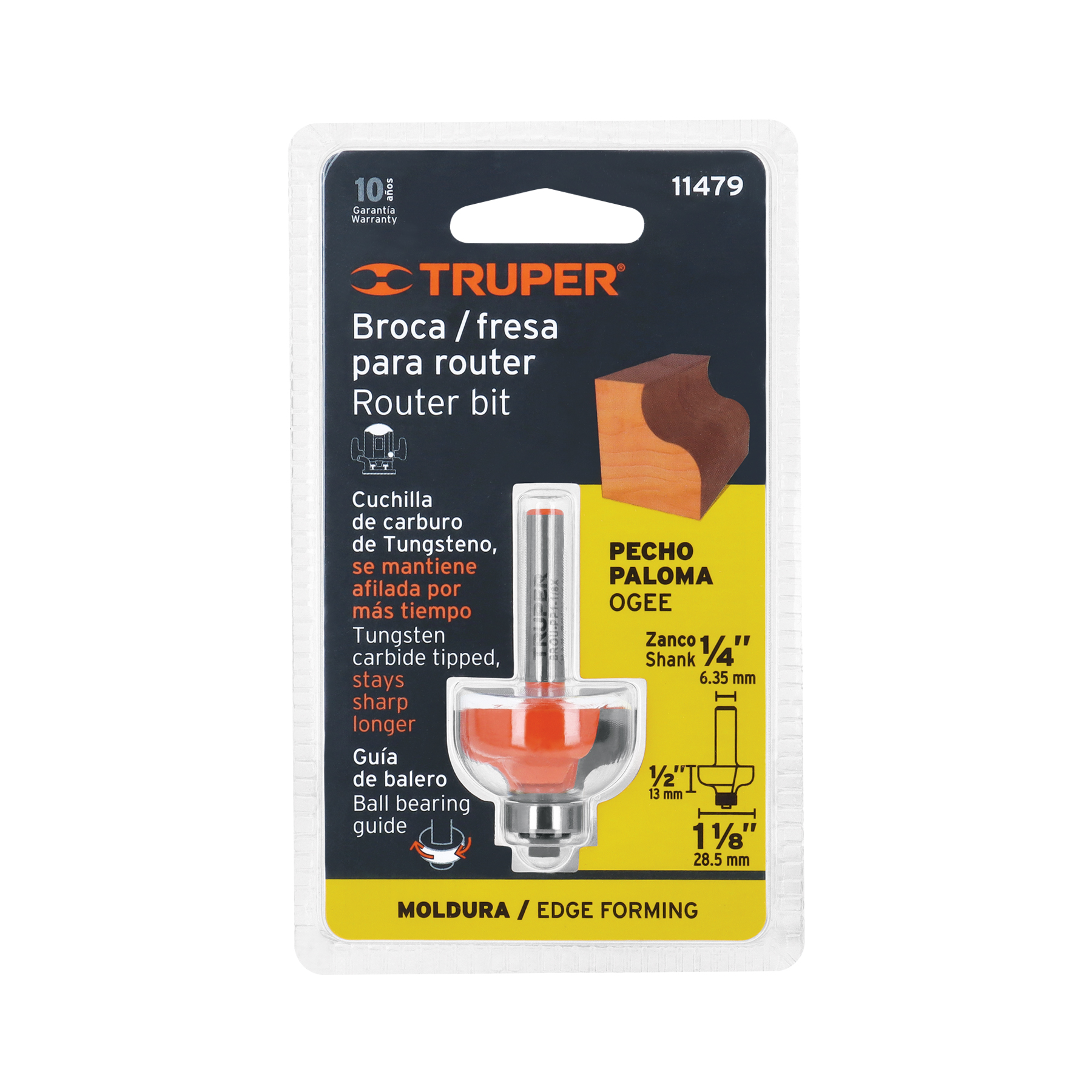 Broca para router, pecho paloma, 1-1/8' con balero, TRUPER - Imagen 5