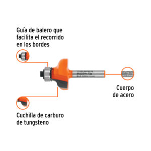Broca para router, pecho paloma, 1-1/8' con balero, TRUPER - Imagen 3