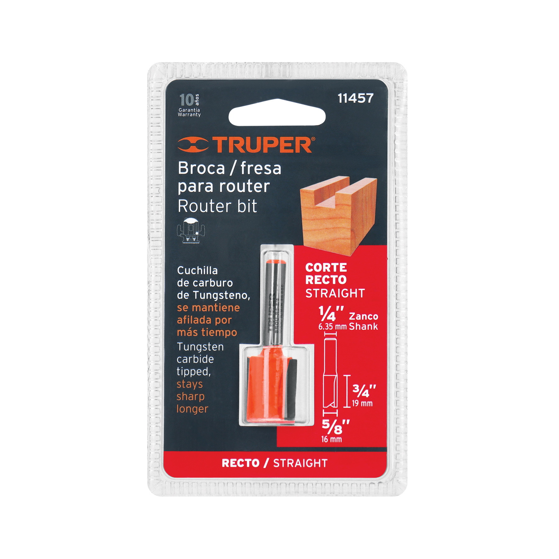 Broca para router, recta 2 filos, 5/8', TRUPER - Imagen 5