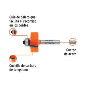 Broca para router, rebajado, 1-1/4' con balero, TRUPER - Imagen 3