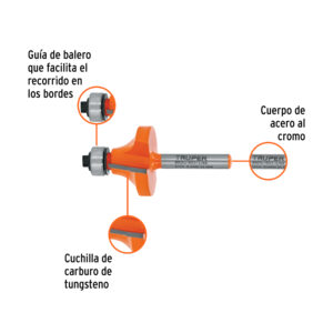 Broca para router, redondeado, 1-1/4' con balero, TRUPER - Imagen 3
