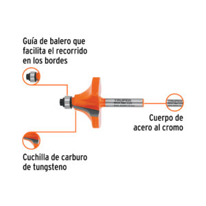 Broca para router, redondeado con moldura, 1-1/2' con balero - Imagen 3