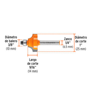 Broca para router, redondeado con moldura, 1' con balero - Imagen 4