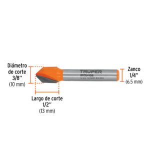 Broca para router, corte en 'V', 3/8', TRUPER - Imagen 4