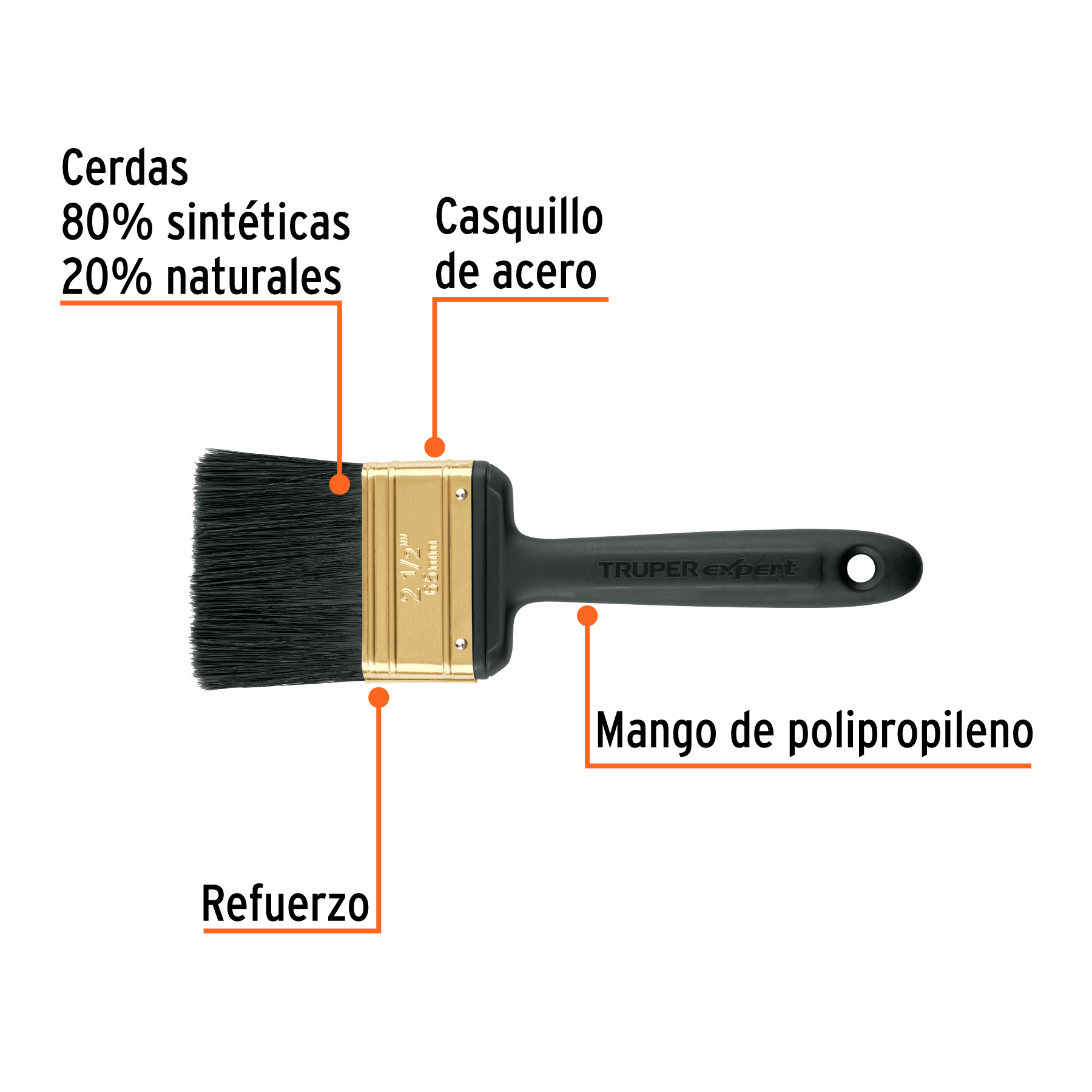 Brocha profesional de 2-1/2' mango de plástico, EXPERT - Imagen 3