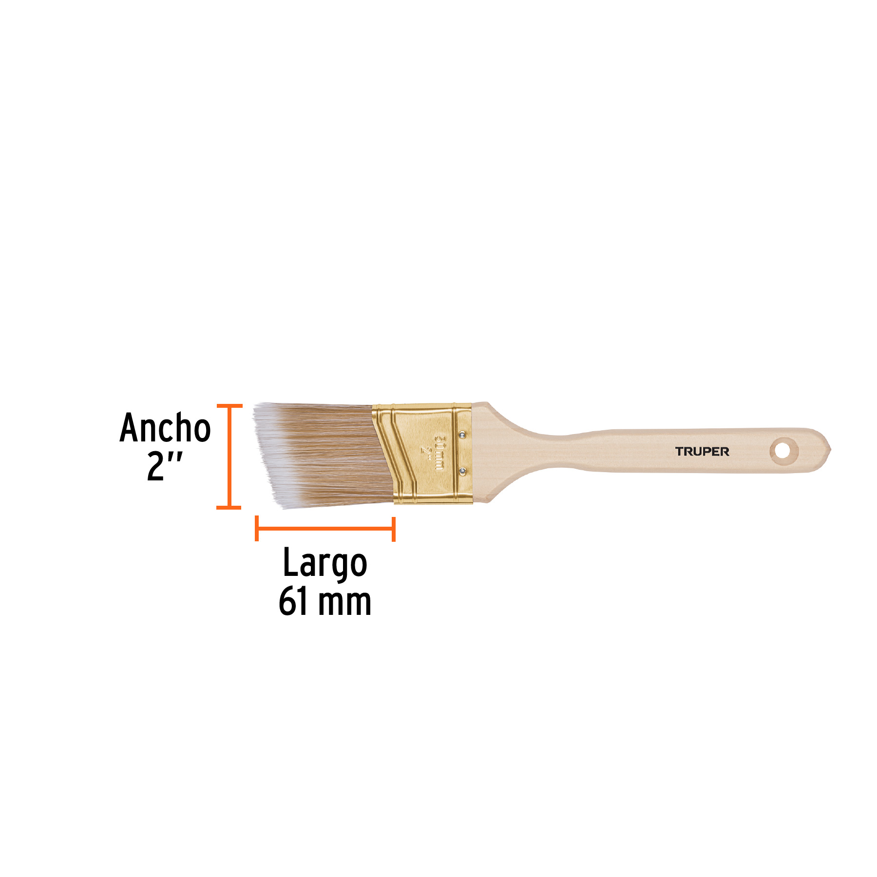 Brocha cerdas sintéticas 2' corte angular, mango de madera - Imagen 4