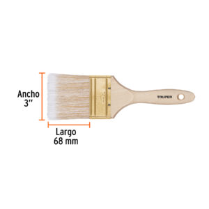 Brocha cerdas sintéticas 3' corte recto, mango de madera - Imagen 4