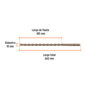 Broca SDS Plus 10 x 260 mm, TRUPER - Imagen 4