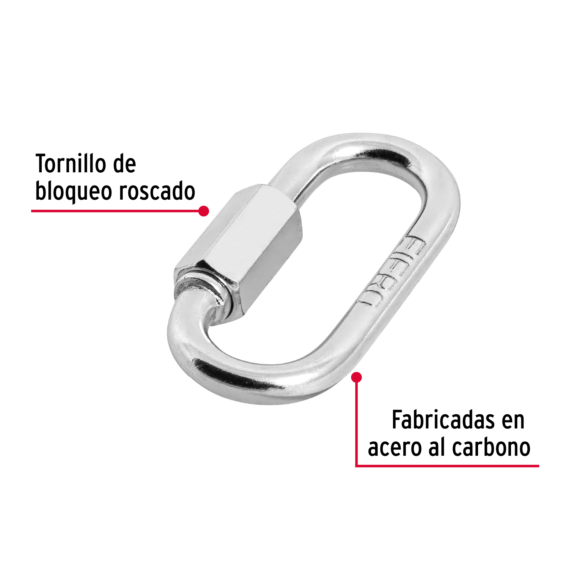 Bandola de acero de 3/16' con seguro, FIERO - Imagen 4