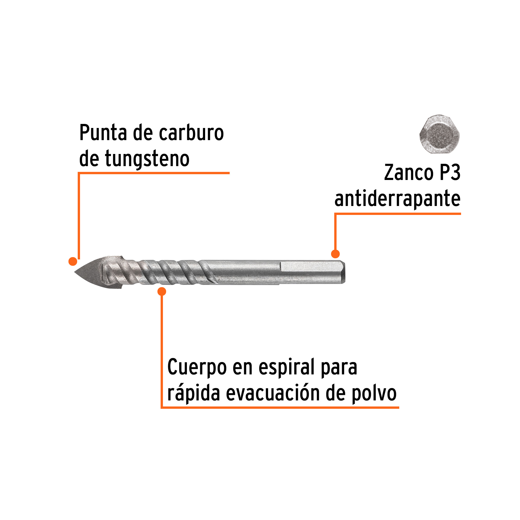 Broca para vidrio y azulejo 1/2', TRUPER EXPERT - Imagen 3
