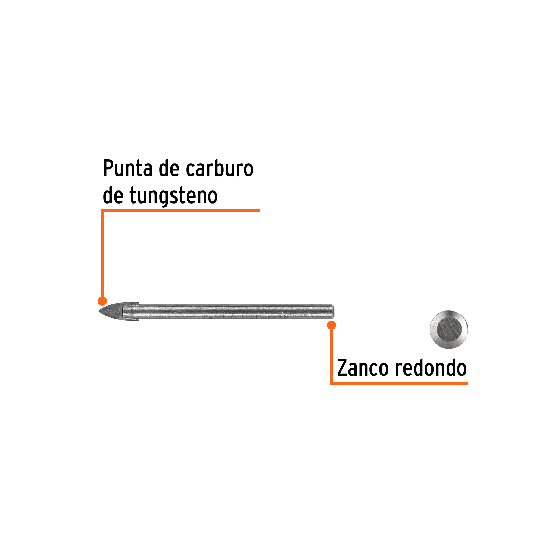 Broca para vidrio y azulejo de 3/16', TRUPER - Imagen 3