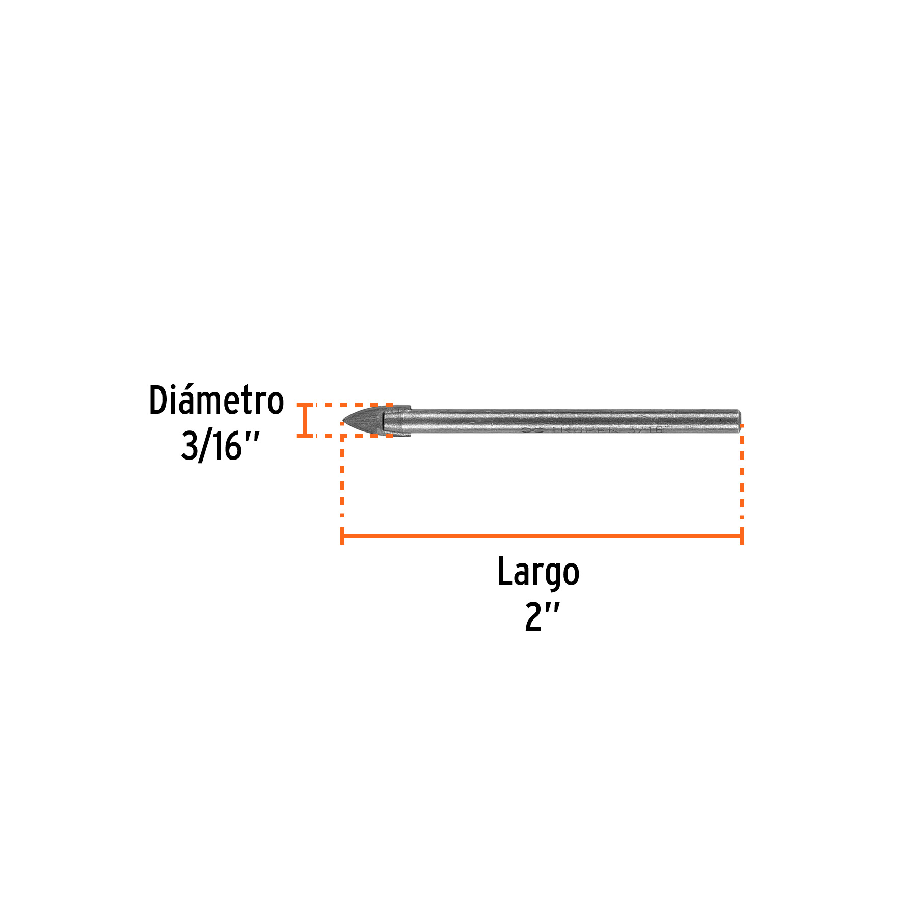 Broca para vidrio y azulejo de 3/16', TRUPER - Imagen 4
