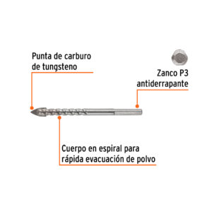 Broca para vidrio y azulejo 5/16', TRUPER EXPERT - Imagen 3