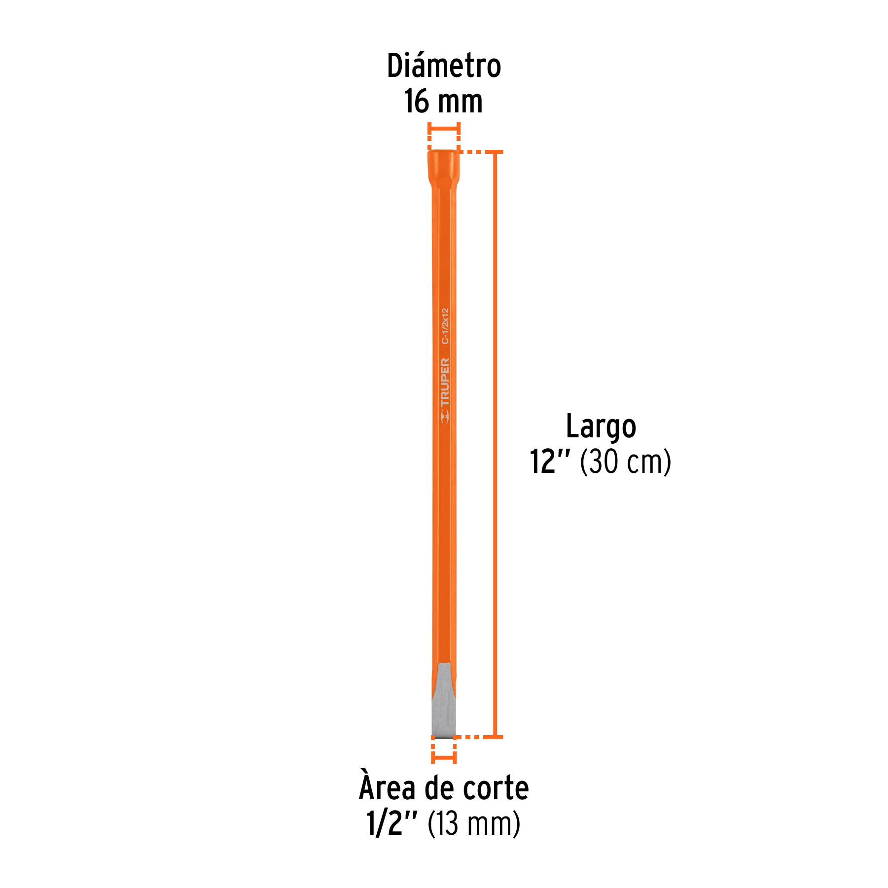 Cincel de corte frío de 1/2 X 12', TRUPER - Imagen 4