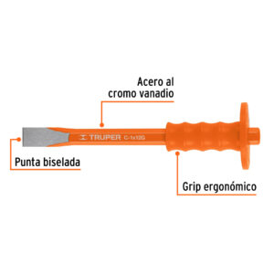 Cincel de corte frío 1 X 12' con grip, TRUPER - Imagen 3